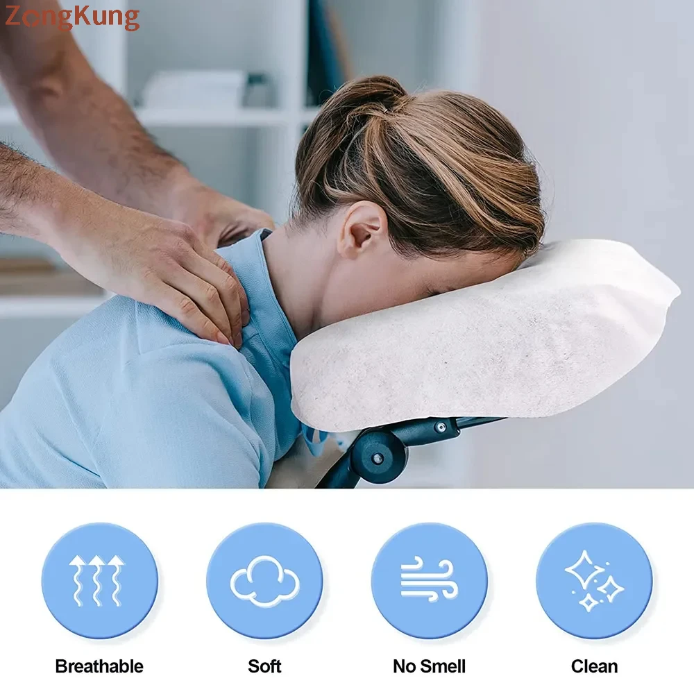 300pcs Disposable  Heart Pillow Cushion Spa Massage Table Sheets Headrest Pads Pillow Hole Cover for Massage Table Massage Chair