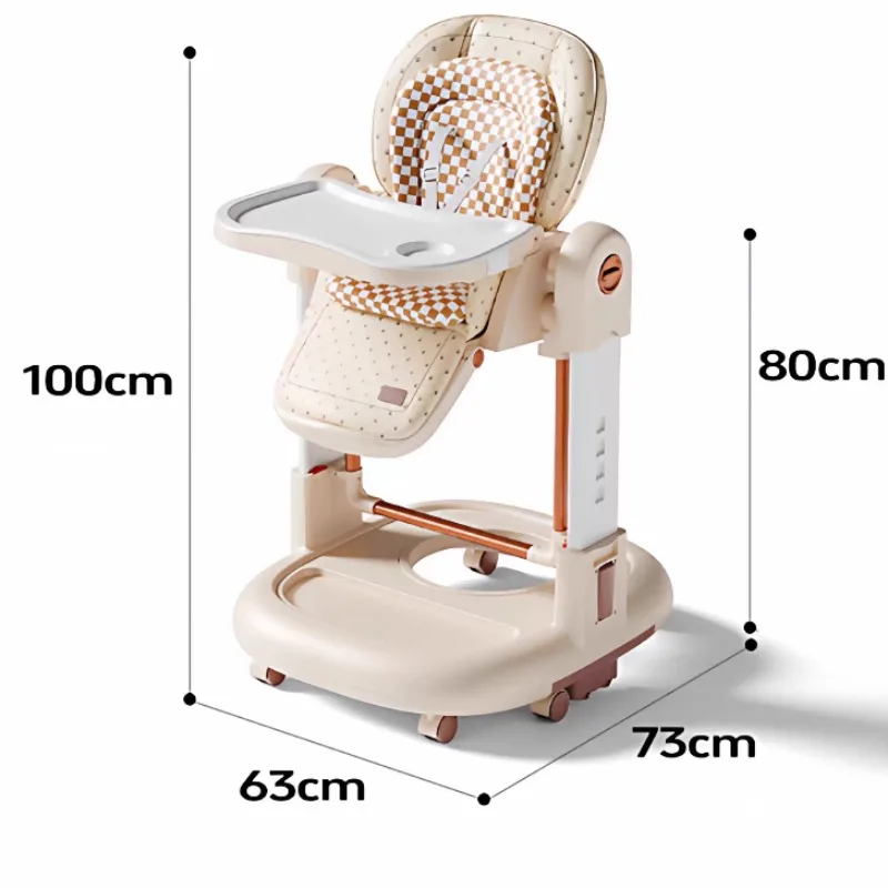 Multifunctional Baby Can Sit and Recline Foldable Baby Rocking Chairs Dining Chairs Children's High Chair Baby Walker with Wheel