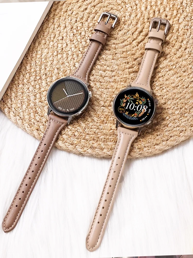 Тонкий кожаный ремешок для Samsung Galaxy watch 7/FE/6/5/pro/4 Classic 20 мм 22 мм спортивный браслет Correa Huawei watch GT 5-4-2-3 Band