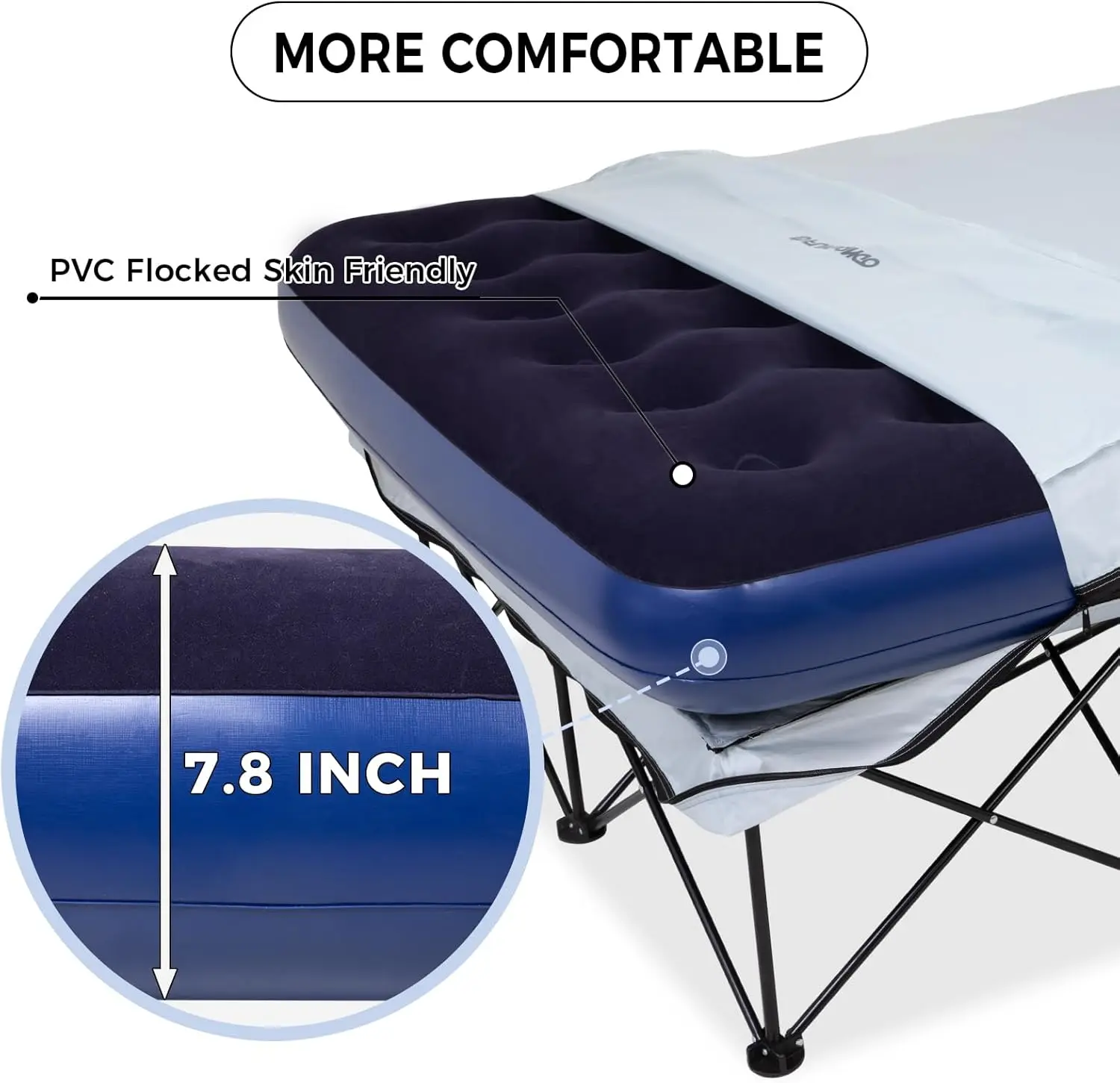 Person Camping Cot, Foldable Cots for Adults with Air Mattress, Camp Cots for Sleeping Outdoor Bed with Side Table Carry Bag for