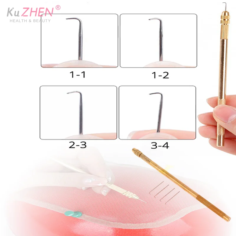 

1Pc Ventilating Needle For Lace Wig Making Detachable Brass Handle Wig Making Repair Needles For Wig Making Hair Extention Tools
