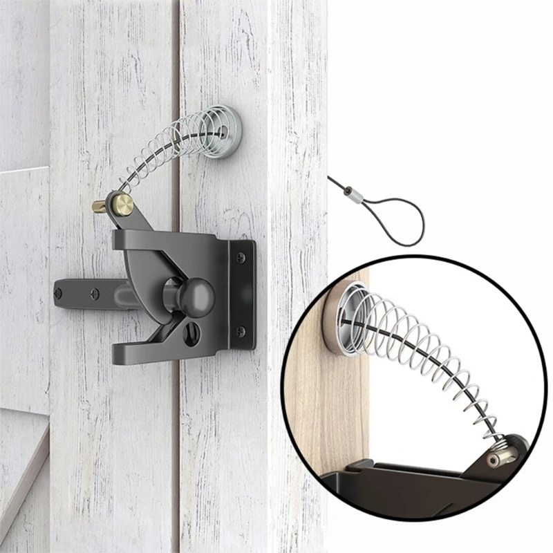 Y6GD 2 Set Gate Latches Cable Pulls with Spring and Tool Sturdy Alloy Construction for Outdoor Use on Fence and Door