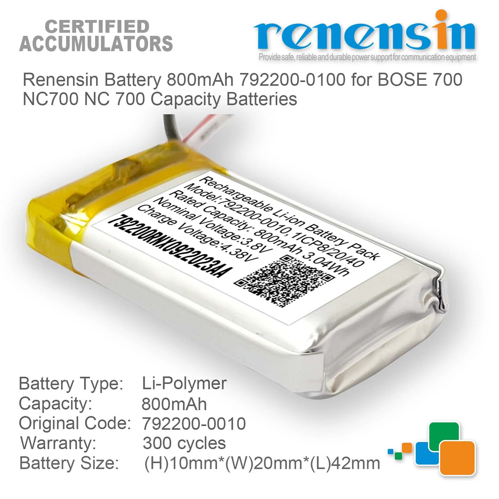 Renensin akumulator o dużej pojemności 3.8V 800mAh 792200-0100 dla BOSE 700 NC700 NC 700 słuchawki akumulatorki