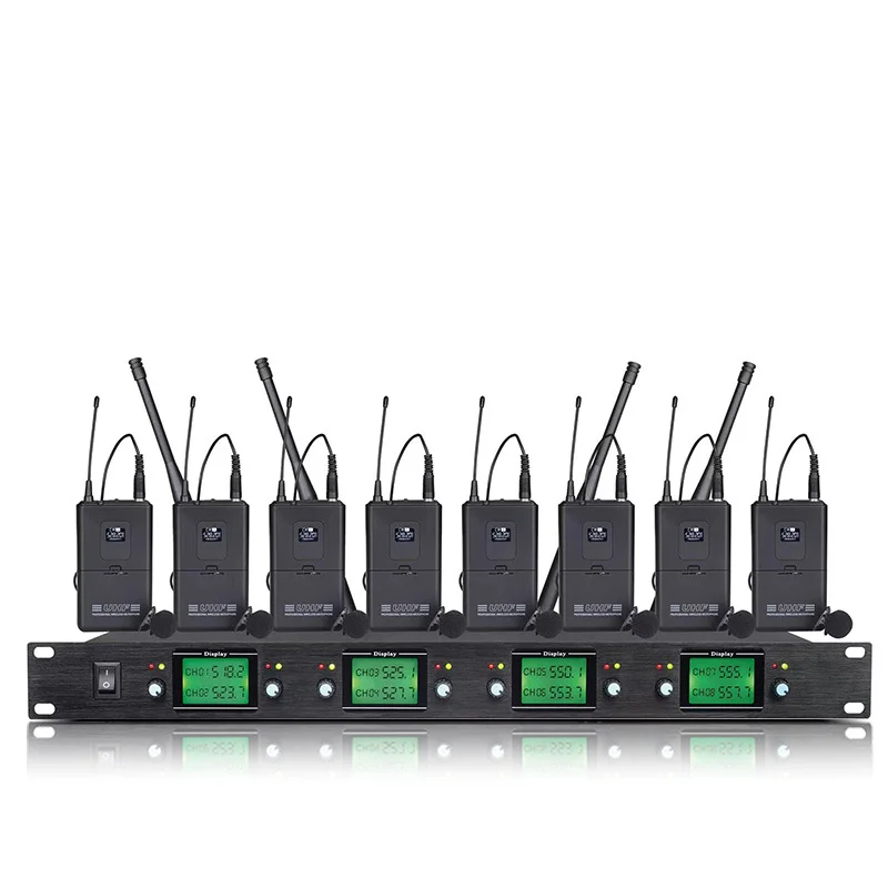 Microfone dinâmico sem fio profissional do sistema UHF de 8 canais TLF Xtuga para uso em conferências