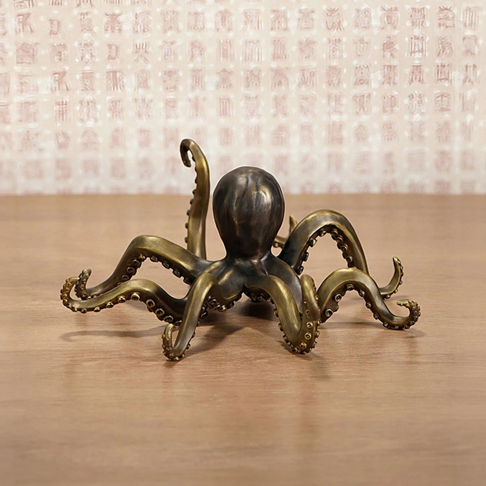 Octopus Model Brass Sculpture Metal Marine Animal Desktop Display Ornament Scene Collectible Decor Birthday Gift Craft Present