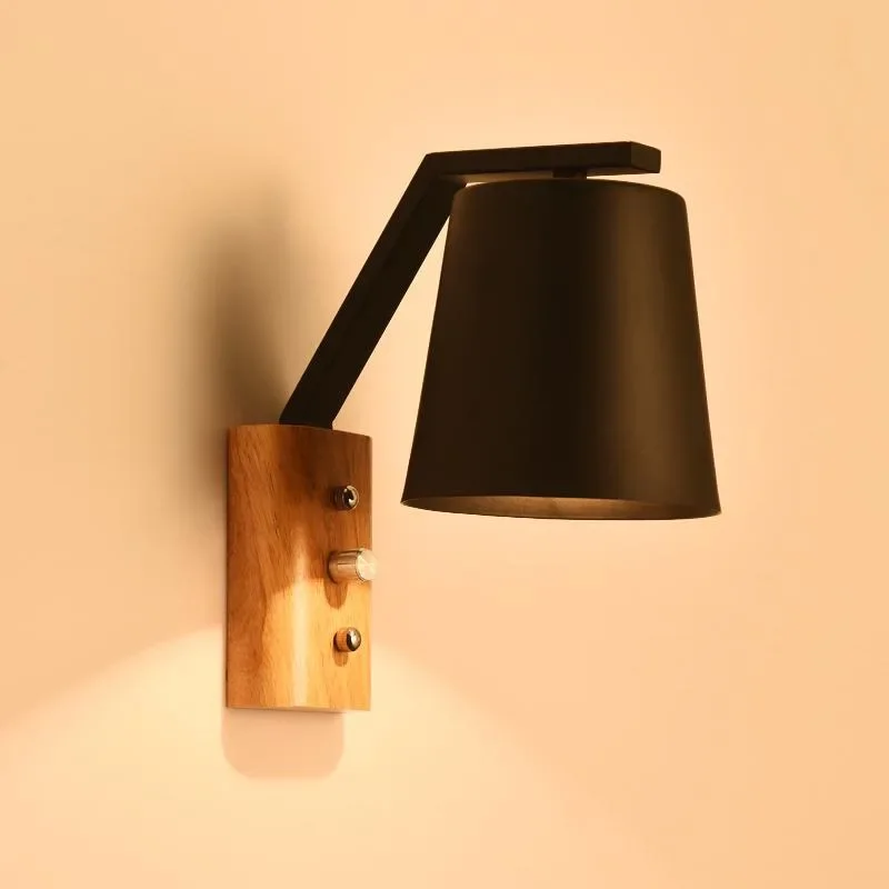 

Nordic Solid Wood LED Wall Lamp Bedside Lighting Creative Bedroom Dinning Living Room Decor Lights Home Decor бра With Switch