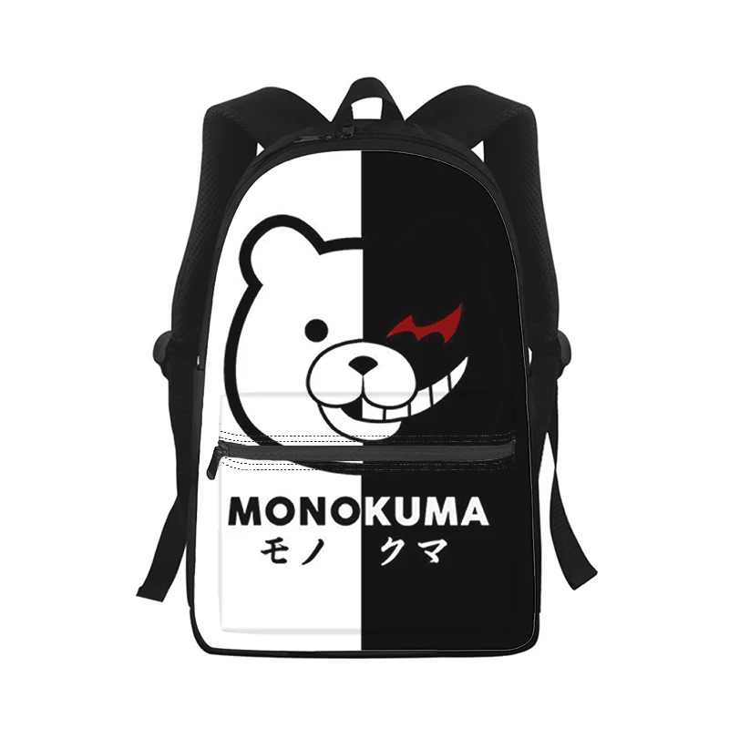 Danganronpa Monokuma Anime Mochila para Homens e Mulheres, 3D Print, Bolsa de Escola Estudantil, Mochila Laptop, Kids Travel Shoulder Bag, Moda