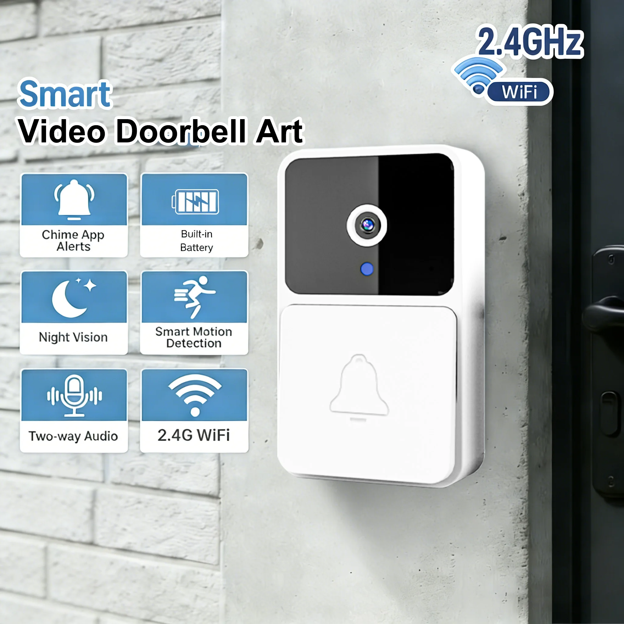 1pc Smart Wifi Doorbell Camera | No Drilling Or Wiring Required for Installation
