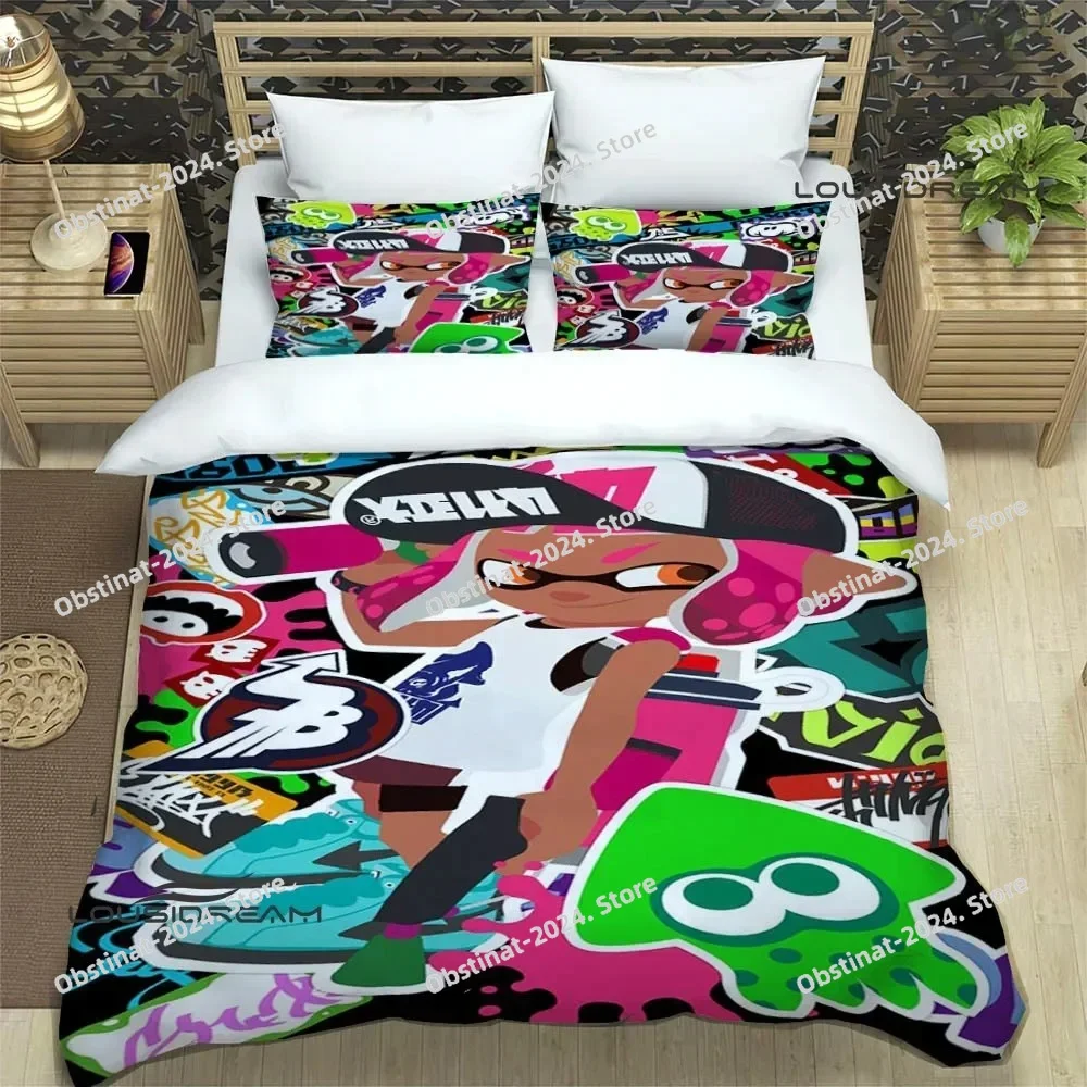 

3D Cartoon game Splatoon Bedding Sets exquisite bed supplies set duvet cover bed comforter set bedding set luxury birthday gift