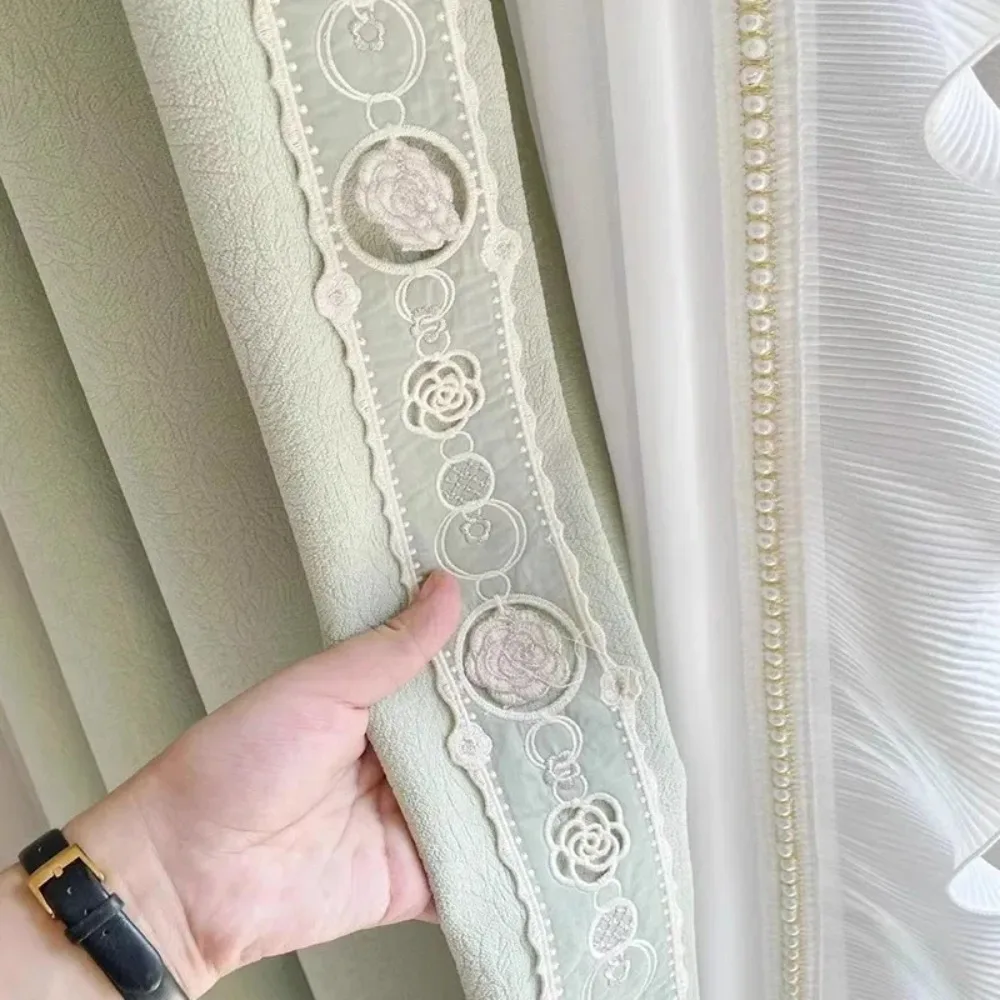 French Chenille Vintage Textured Thickened Curtains for Living Dining Room Study Bedroom  Elegant Home Decoration Tulle 1PC