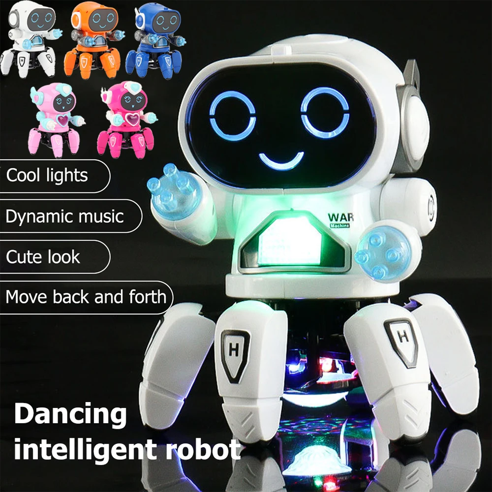 Dance Music 6 Claws Electronic Robot Doll Smooth with Music Light Noisy Rotatable Walking Robot Toy Birthday Gift For Children