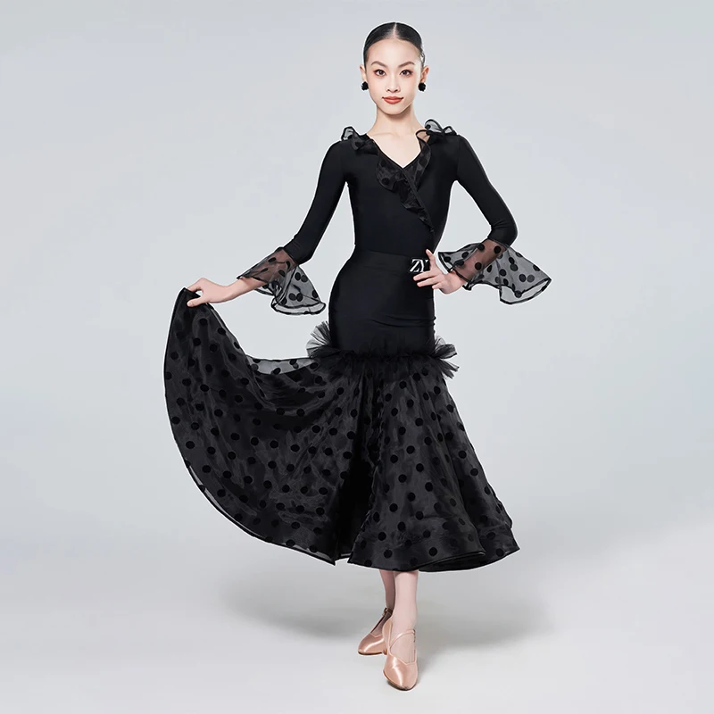 Abiti professionali per balli da sala per bambini Valzer per ragazze Abiti da ballo moderni Costumi per spettacoli di danza latina SL11994