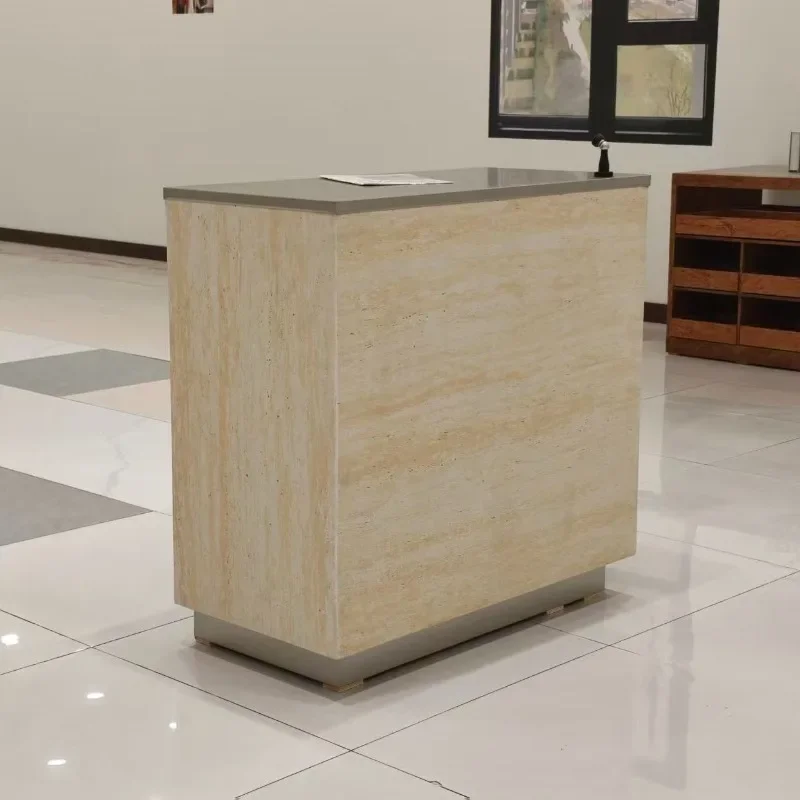 Matte stainless steel bar counter Clothing store Travertine checkout page Women's clothing store Premium counter Buyer store Rec