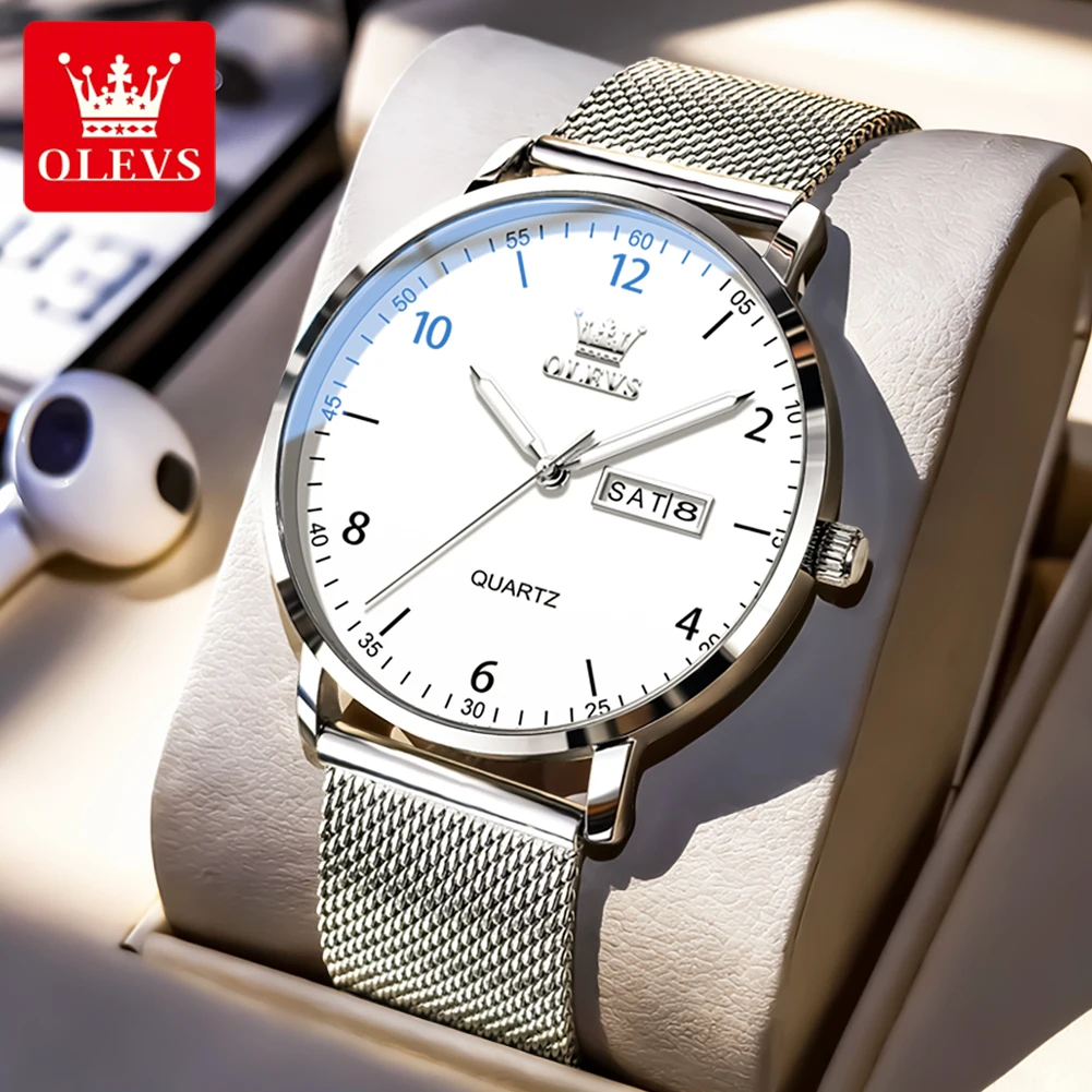 

Бренд OLEVS, оригинальные мужские часы, повседневные модные тонкие кварцевые часы, водонепроницаемые светящиеся часы с указанием даты недели для мужчин, подарки, Reloj