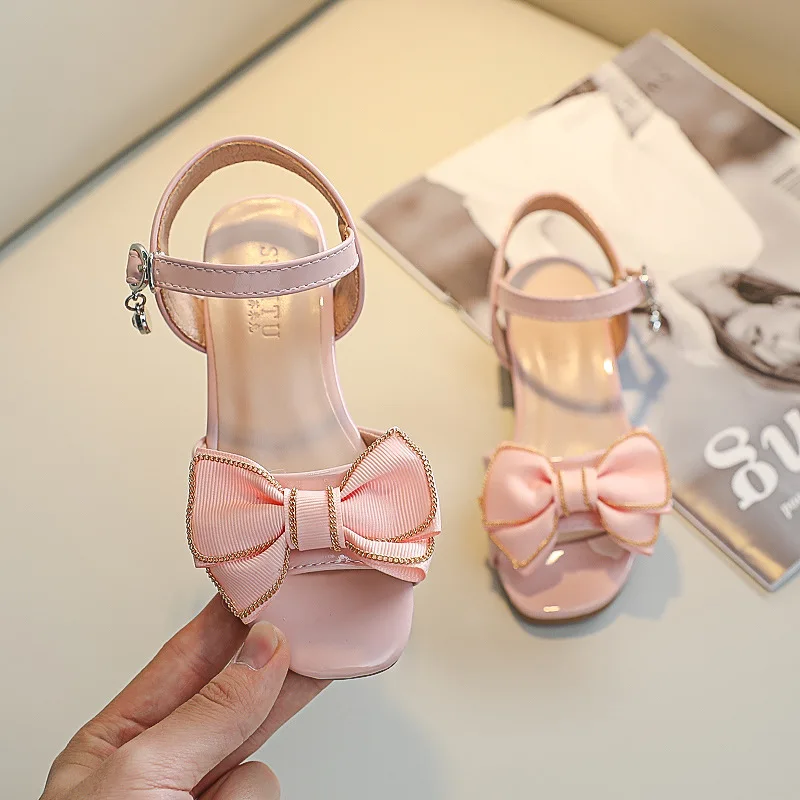 Girls Sandals 2023 New Children\'s Fashion Soft Bottom Princess Shoes Little Girl Toddler Baby Shoes Sweet Bow Tie Kids Sandals