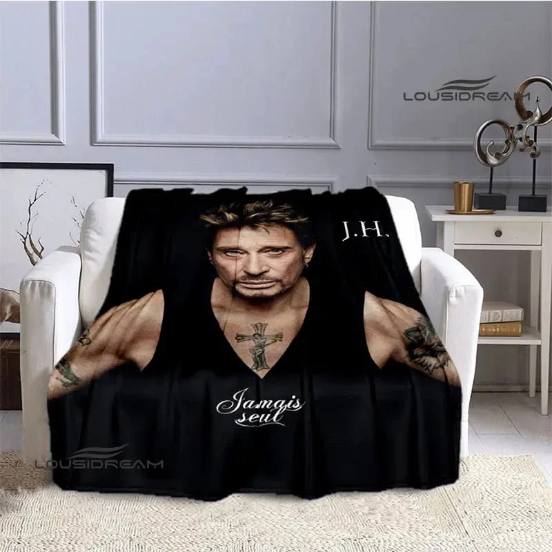 French Rock Star Johnny Hallyday Print Blankets Picnic Blanket Flange Warm Blanket Home Travel Blanket Bed Linings