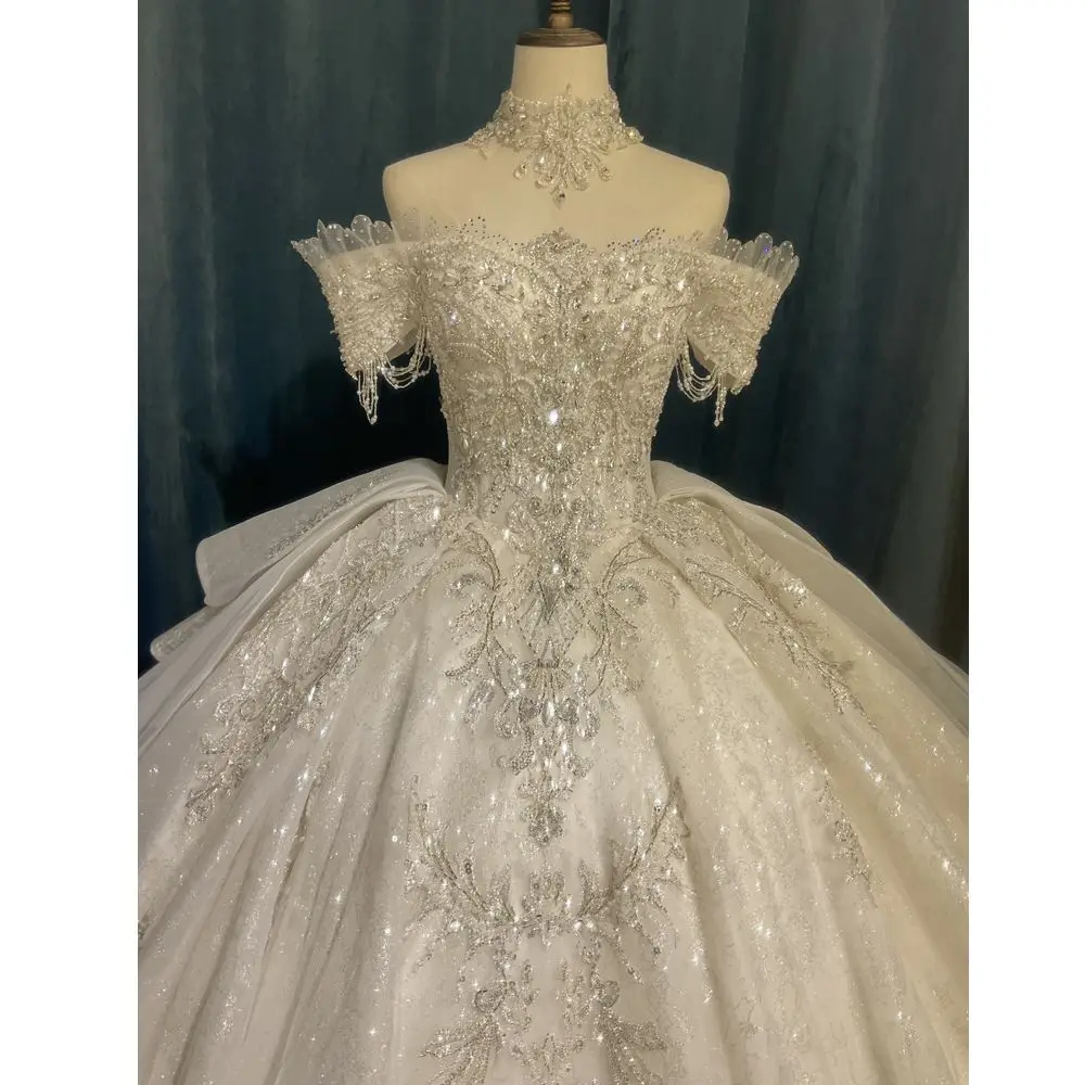 Kisswhite Green Collection customized champange Design Luxury Wedding Dress glitters Crystals off the shoulder bridal gowns