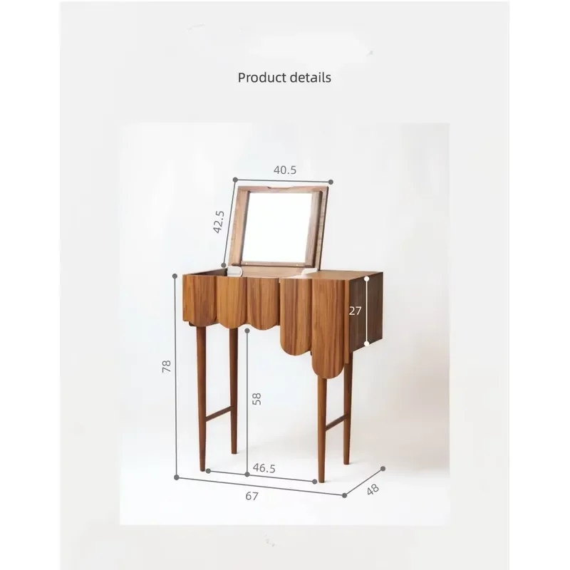 Modern Minimalist Original Design Dressing Table Pure Solid Wood Black Walnut & Hard Maple with Natural Wood Wax Oil Finish