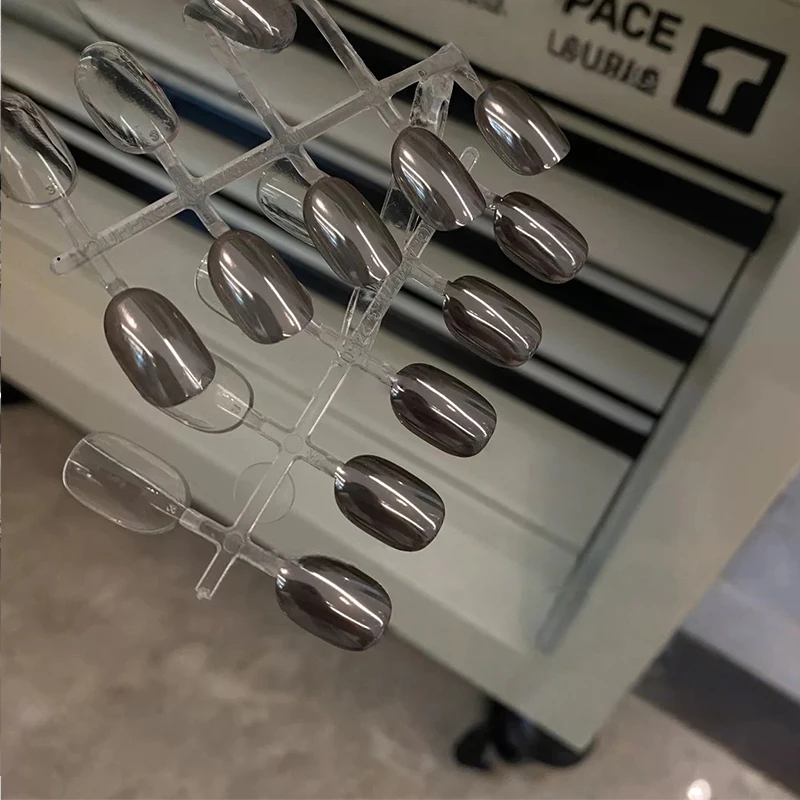 Polvo de uñas negro mágico de espejo, estilo ins, polvo de brillo de uñas de espejo súper brillante, polvo fino, textura fuerte, adecuado para ser