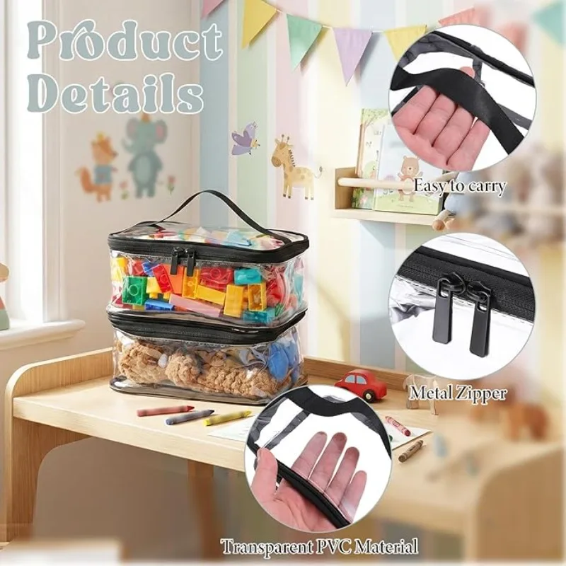 Transparente Reißverschluss-Spielzeugtasche mit Großer Kapazität, Wasserdichter Organizer für Kinder-Bauklötze, Puzzles und Puppen – Detail 9