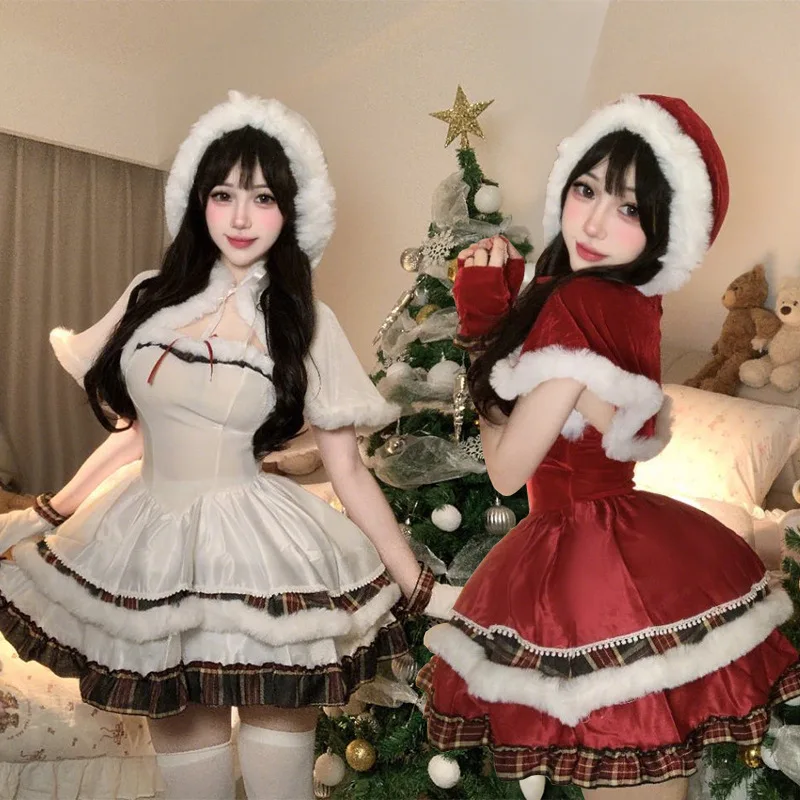 

Сексуальный костюм Майса 2025 года, Лолита, трансграничный новогодний халат Dr, наряд снеговика, платье на груди с запахом, китайское производство