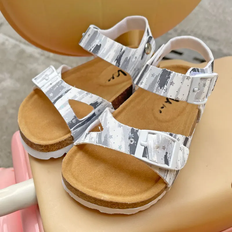 2024 New Arrival Summer Infant Girls Sandals 3-12 Years Old Cork Kids Shoes for Student Flat Casual Fashion Crocs Shoe