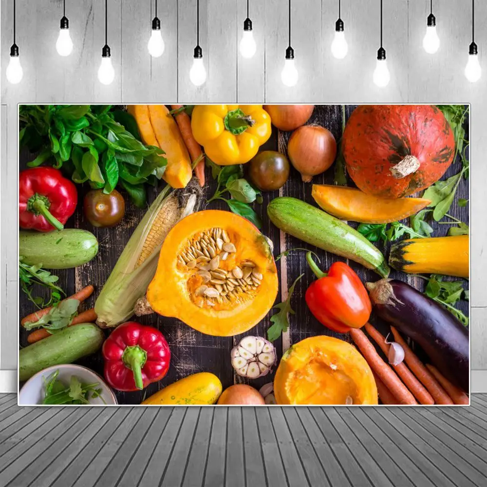 Harvest Vegetables Photography Backgrounds Farm Pepper Garlic Celebration Party Banner Backdrops Photographic Portrait Props