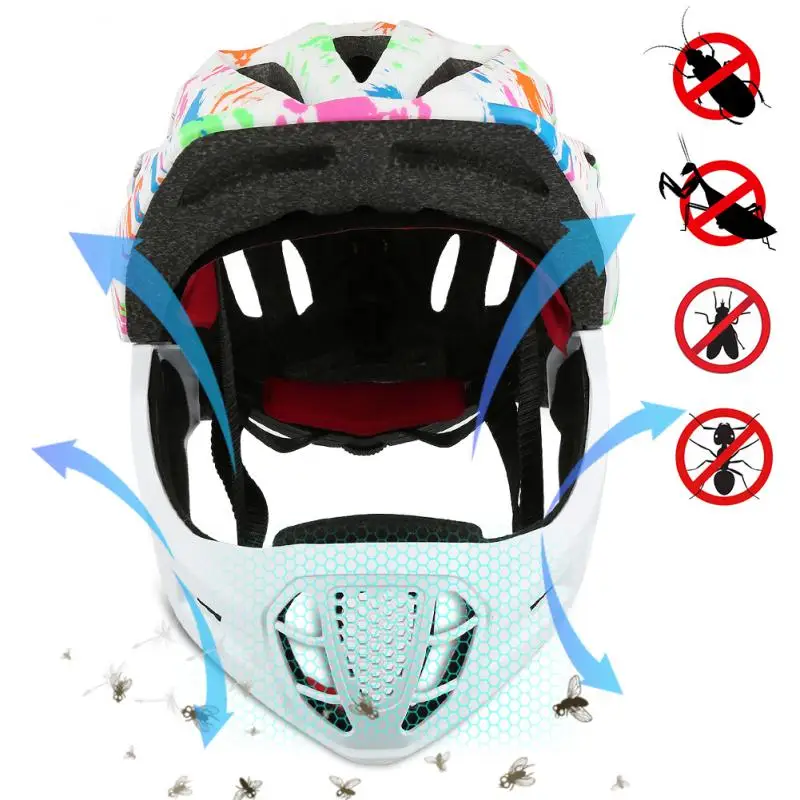 Outdoor sports children's full face helmet balance bike scooter bike riding helmet children's helmet with light and insect net