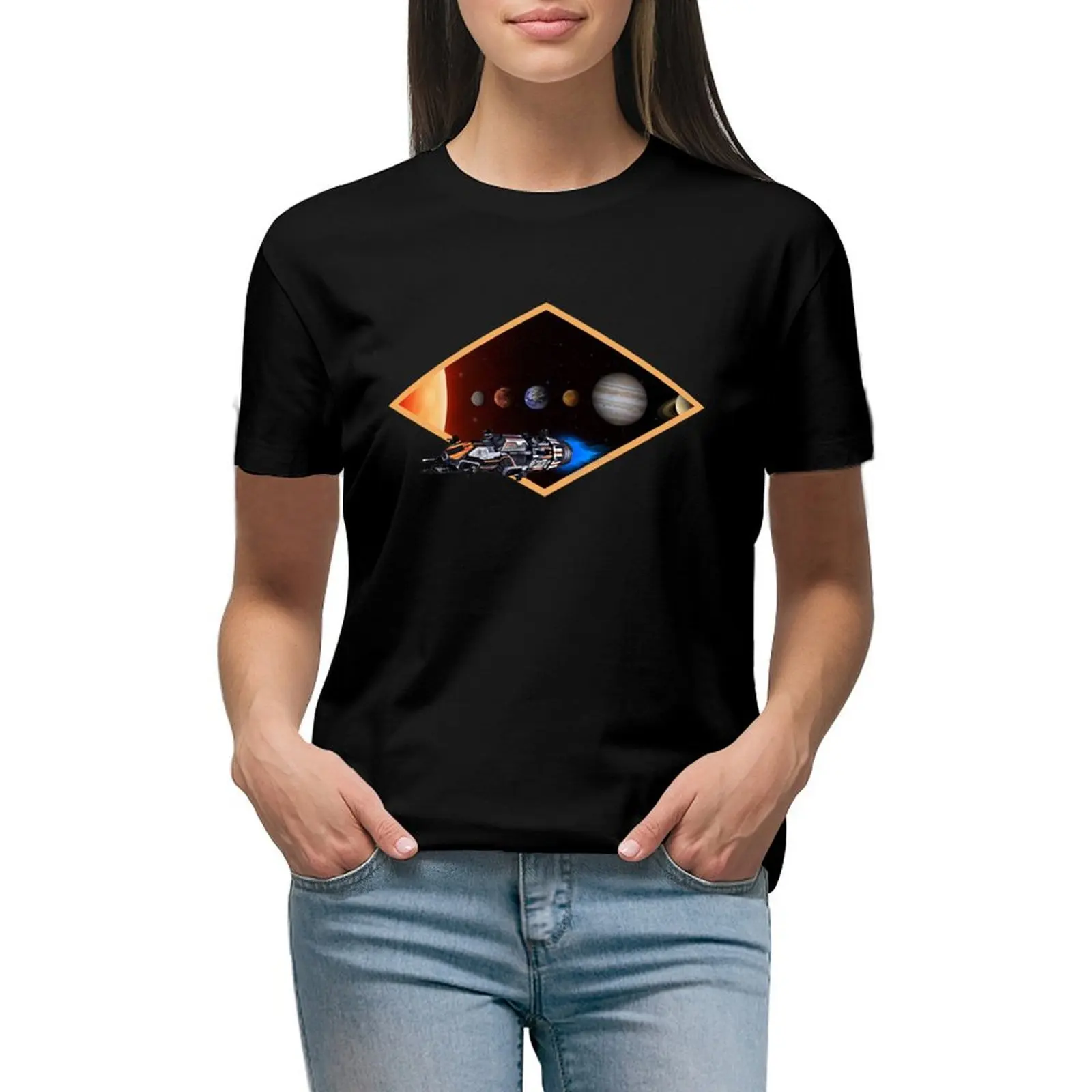 Rocinante - Solar System - Black - Sci-Fi T-shirt female animal print shirt for girls hippie clothes Women tops