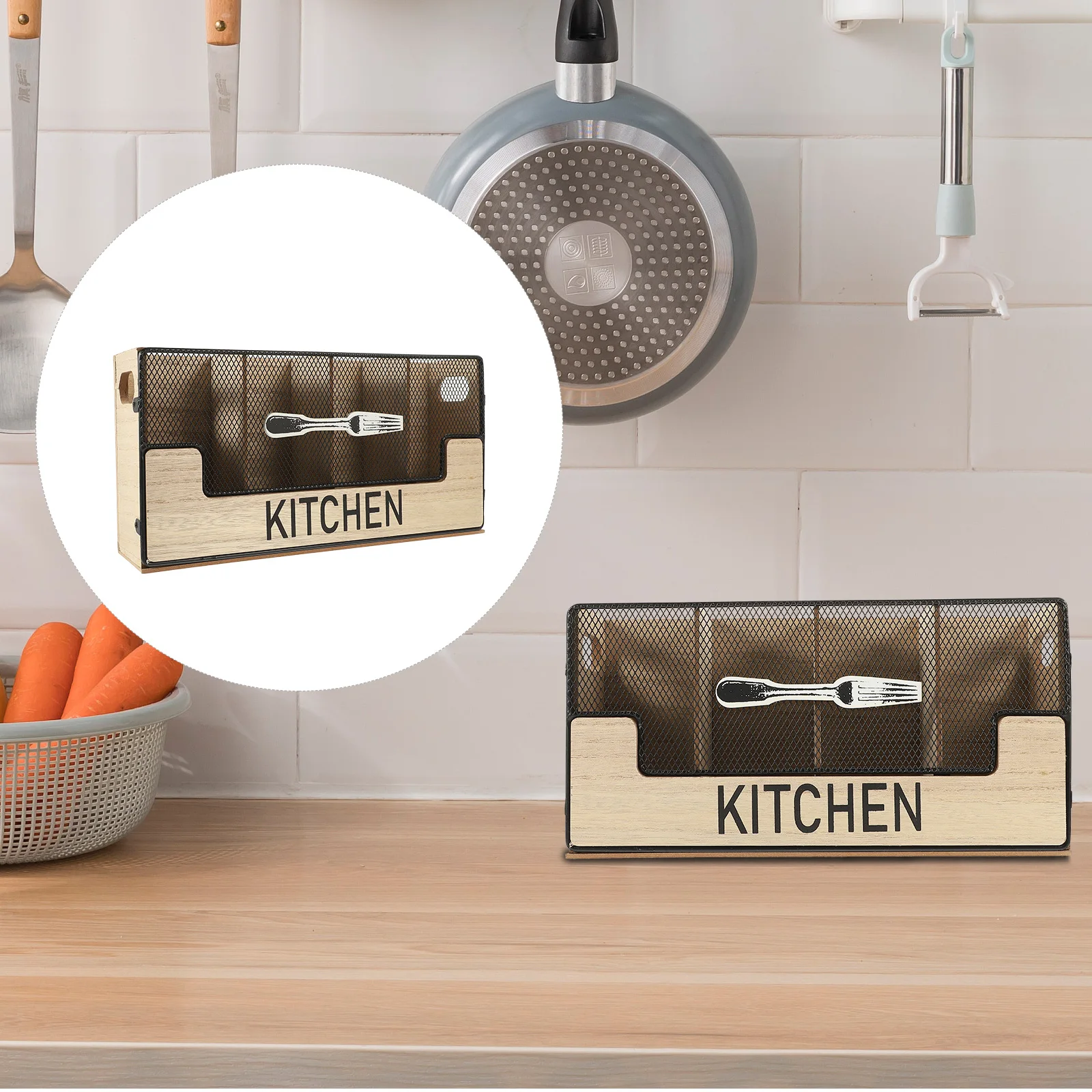 

Chopstick Storage Box Cutlery Holder Rest Spoon Organizer Kitchen Utensils Wood