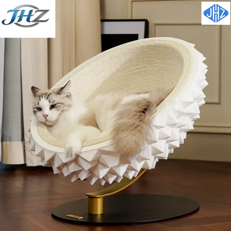 JHZ for Durian Shell Hemp Rope Cat Nest Wear-resistant Sisal Cat Scratching Board Semi-enclosed Sleeping Pet Bed Cat Tickle