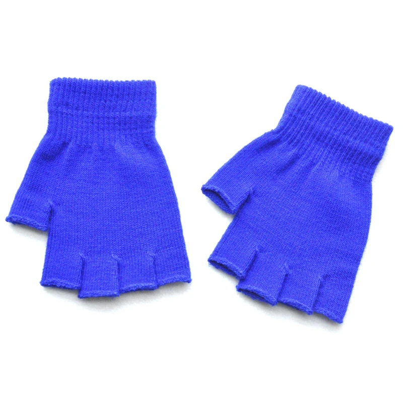 Hot Children Magic Knitted Gloves Kids Stretch Half Finger Glove Winter Warm Mittens Solid Fingerless Gloves Girls Soft Wrist