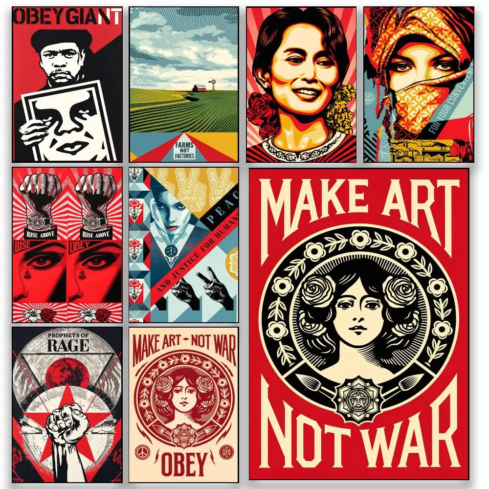 Artist StreetArt S-Shepard Fairey Poster HD Wall Decor for Bedroom Living Room Dorm Bar Cafe Office Gift