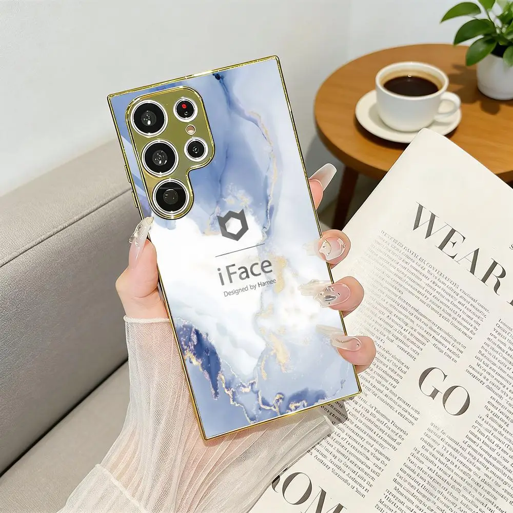 Fashion I-iface Logo Phone Case Luxury Electroplated Metal Frame Case For Samsung Galaxy S25 S24 S23 Ultra