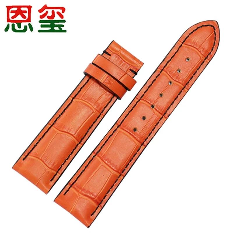 Quality Genuine Leather Watch Strap 18mm 20mm 22mm 23mm Black Orange Watchband For Mido Men\'s Watch Accessories