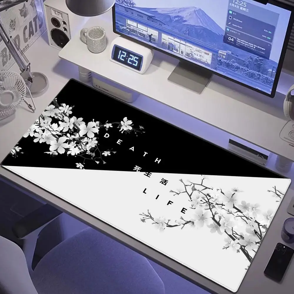 

Black and White Cherry Blossom Gaming Mouse Pad 900x400 XL Extended Large Mouse Mat Desk Pad Non Slip Rubber Mousepad Gamer
