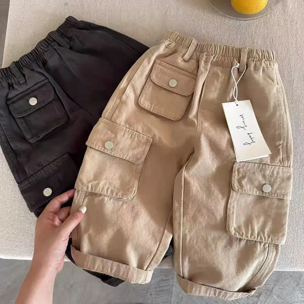 

2026 New Baby Boys' Pants Spring and Autumn Children's Casual Handsome Cargo Pants Kids Trousers 80-140CM