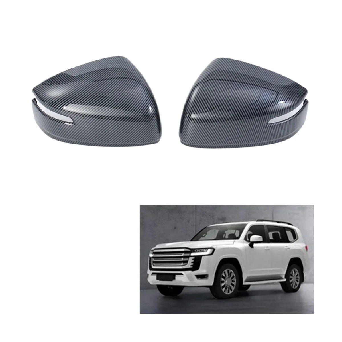 

Carbon Fiber Style Mirror Cover Trim for Toyota Land Cruiser LC300 2022 2023 Car Accessories