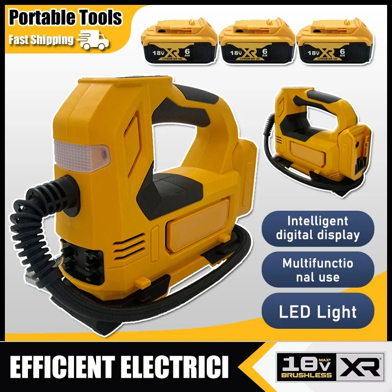 

Portable Air Pump Cordless Inflator Tool For Car Tyre Inflator Electric Motorcycle Pump For Dewalt 18V Battery