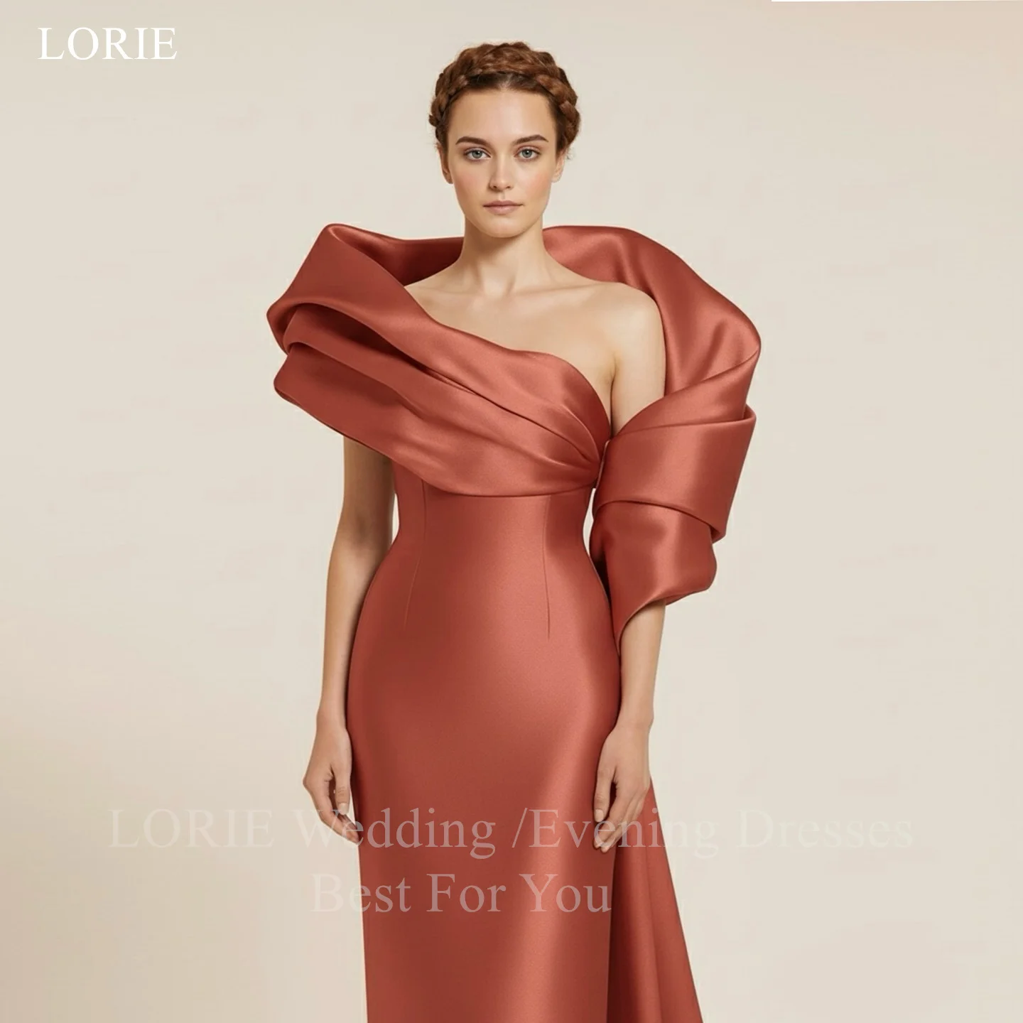 

LORIE Elegant Satin Party Dresses Strapless Sleeveless Ribbons Evening Prom Dress Mermaid Prom Gown Customized