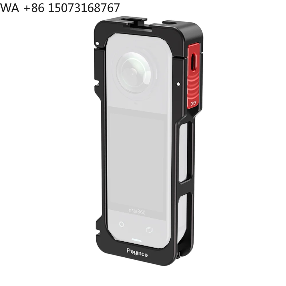 

Custom Logo Aluminum Alloy Protective Vlogging Frame Case Metal Cage Rig for Insta360 X5 Accessories