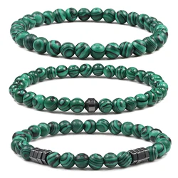 Classic 6mm Malachite Stone Bracelet Natural Bead Elastic Handmade Charm Jewelry For Women Men Green Bracelets Bangles Healing