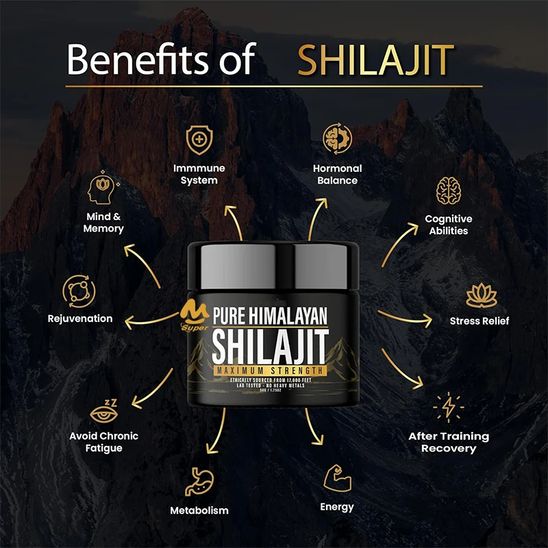 Shilajit เรซินอินทรีแกนหิมาลัยแท้-ธรรมชาติแท้ห้องปฏิบัติการทดสอบสูตรสำหรับผู้ชายผู้หญิง-600มก. ความแข็งแรงสูงสุดพร้อมร่องรอย85 +