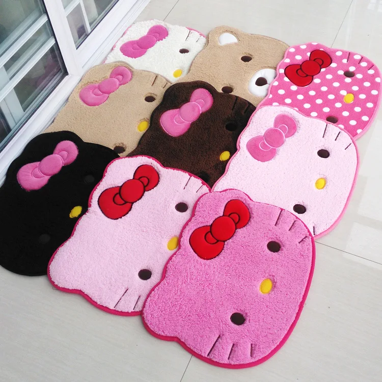 Cartoon Floor Mat Suede Cat Foot Mat Bathroom Absorbent Mat Children's Floor Mat Rugs for Bedroom  Bath Mat