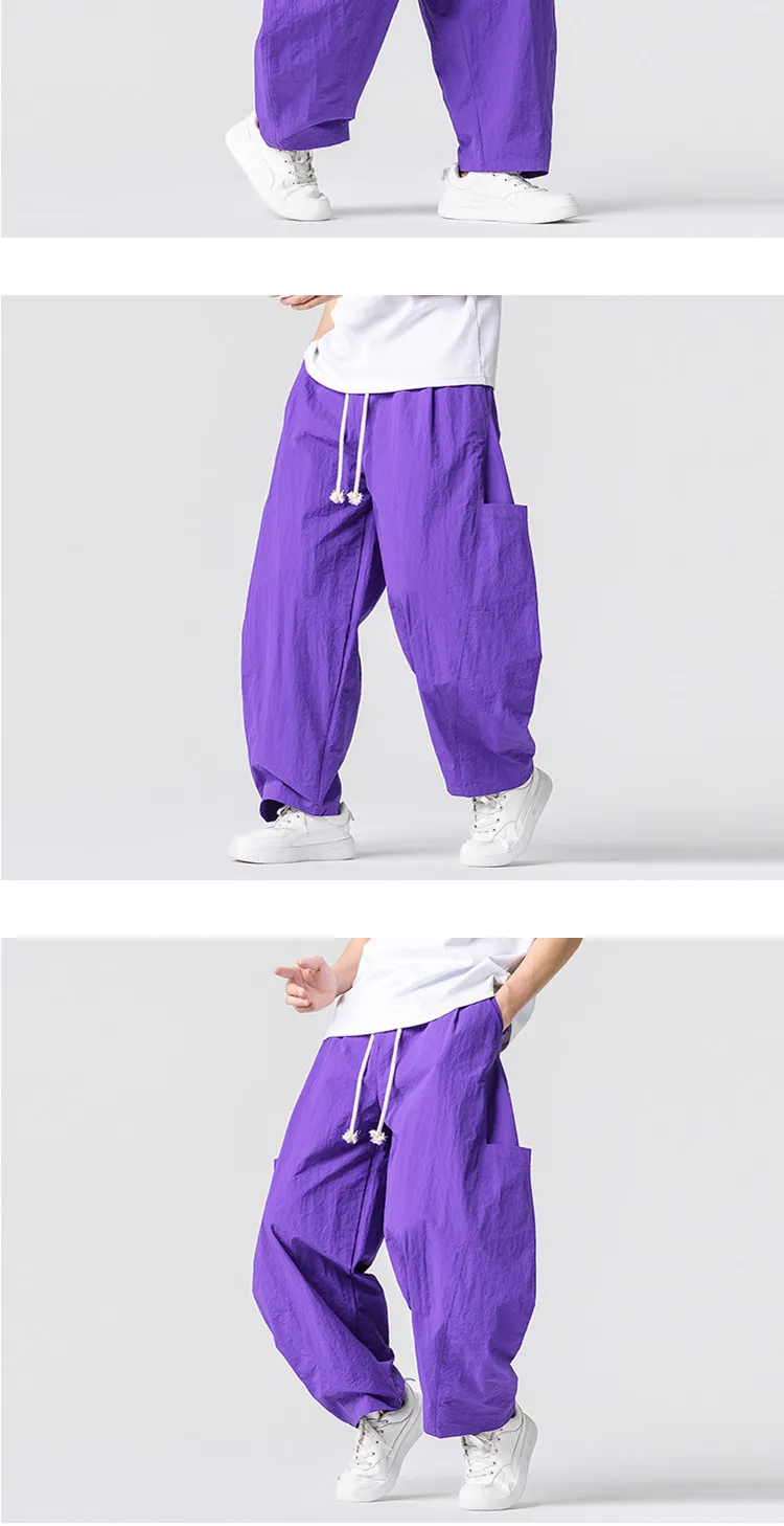 2026 Sommer Herren Jogginghose Haremshose Leichte Hose mit Elastischem Bund Gerade Geschnittene Lockere Jogging-Hose Einfarbige Freizeithose M-5XL – Detail 12