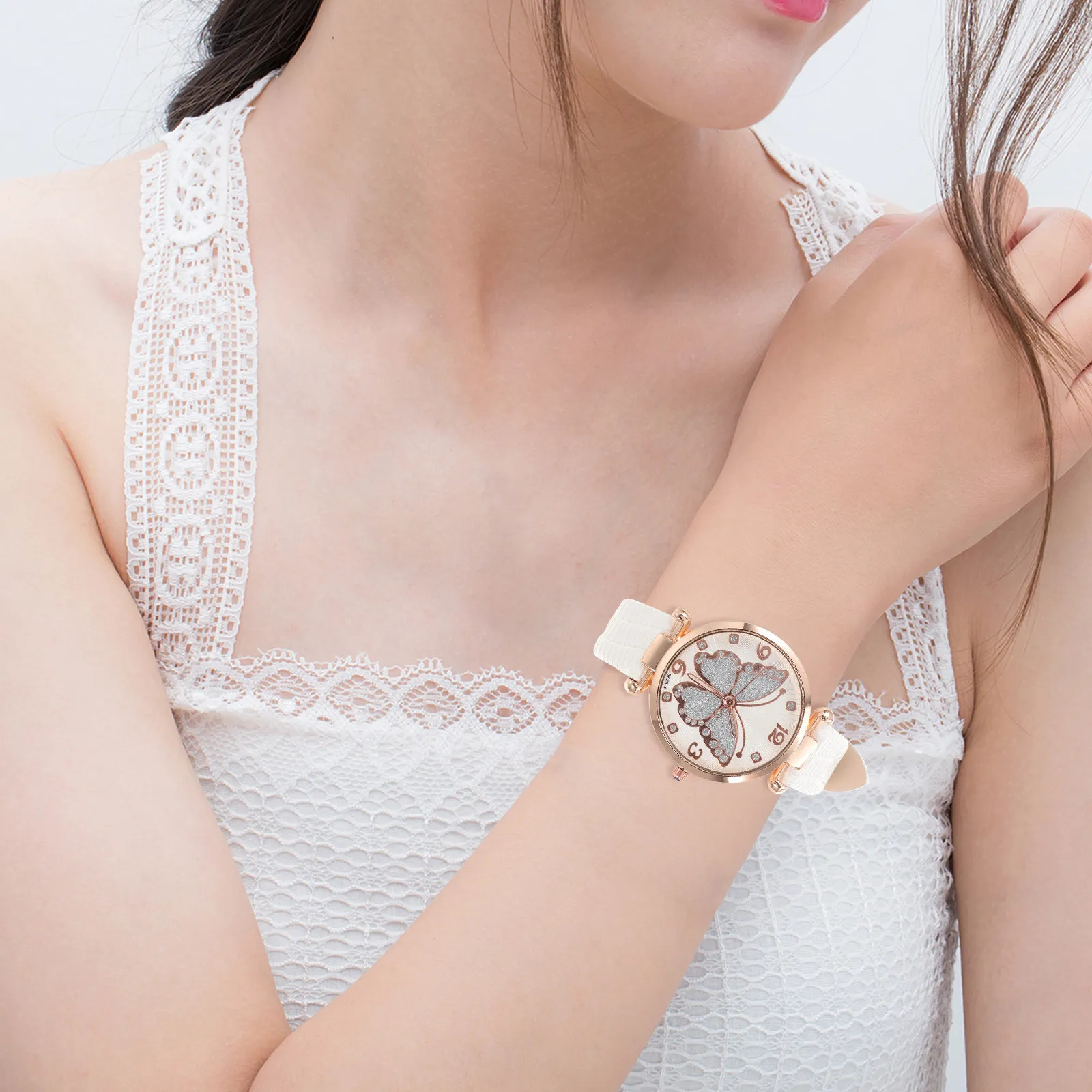 

Butterflies Dial Women Watch Stylish Lightweight Casual Date Party Elegant Wrist Watch Decorative Butterfly Pattern