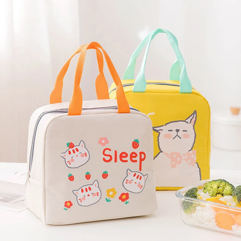 Children's waterproof cartoon lunch bag, student outing lunch bag, Oxford cloth lunch box insulation bag, aluminum film handbag