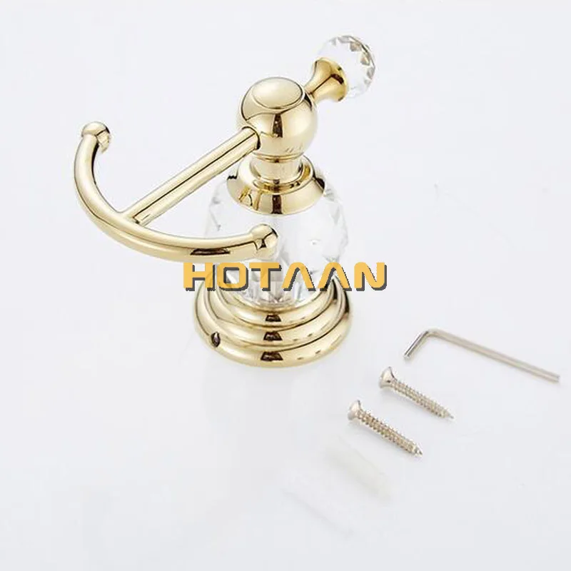 European Style Luxury Crystal zinc Gold Robe Hook Bathroom Hangings Gold Towel Rack Clothes Hook Home Decoration Bathroom 12802G
