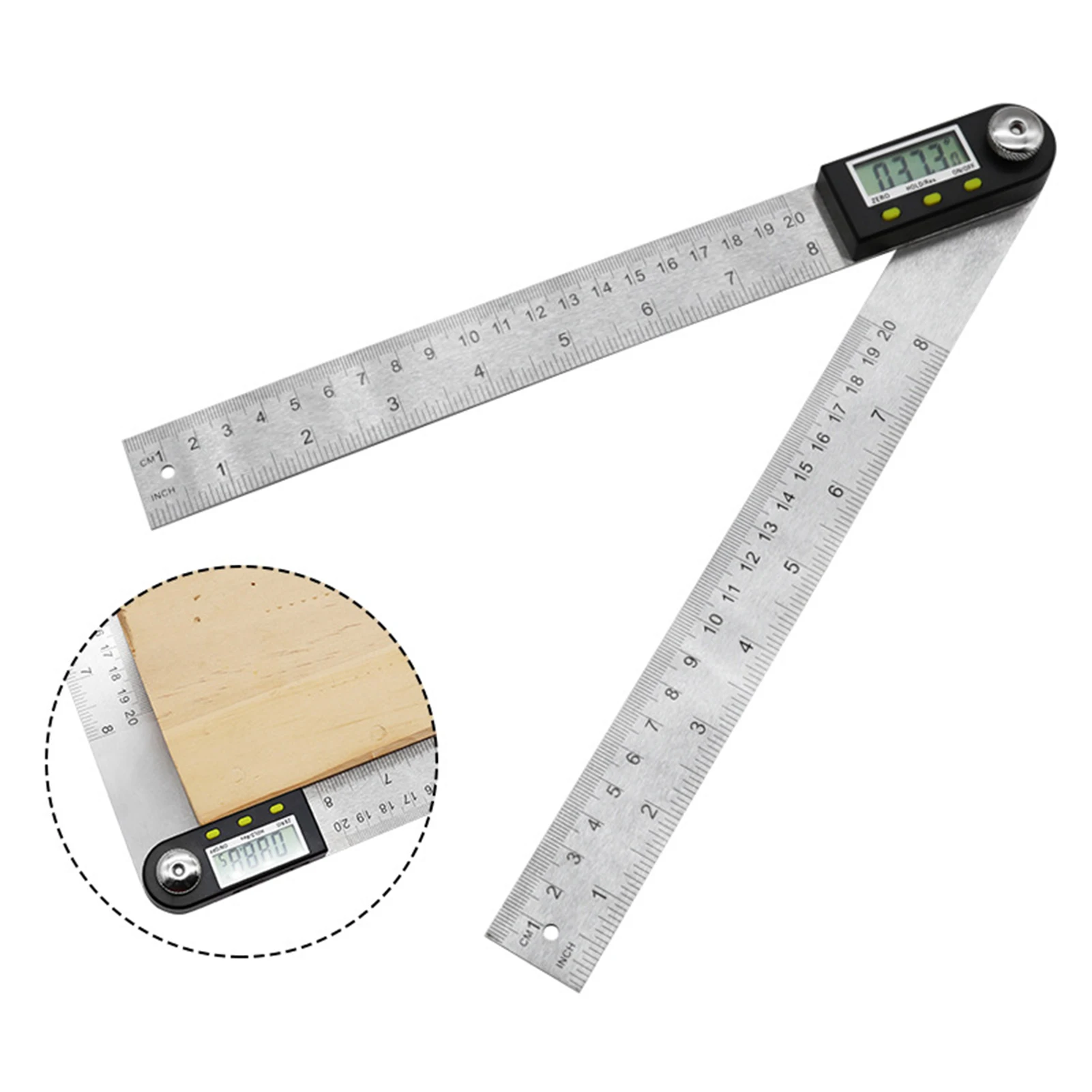

Angle Ruler Stainless Steel Digital Angle Finder Zeroing and Locking Function Angle Ruler for Cutting Tile Brick Stone Wood