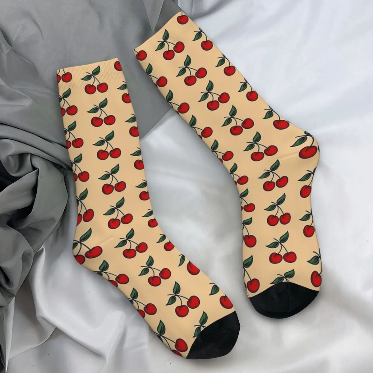 Salty Dog American Traditional Folk Art Cherries Tattoo Socks Autumn Fruit Stockings Funny Men Socks Skateboard Anti Skid Socks